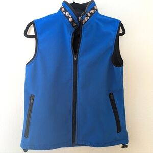 Royal Blue Fleece Lined Vest sz M Dog Print Dog Trainer Dog Lover US Made